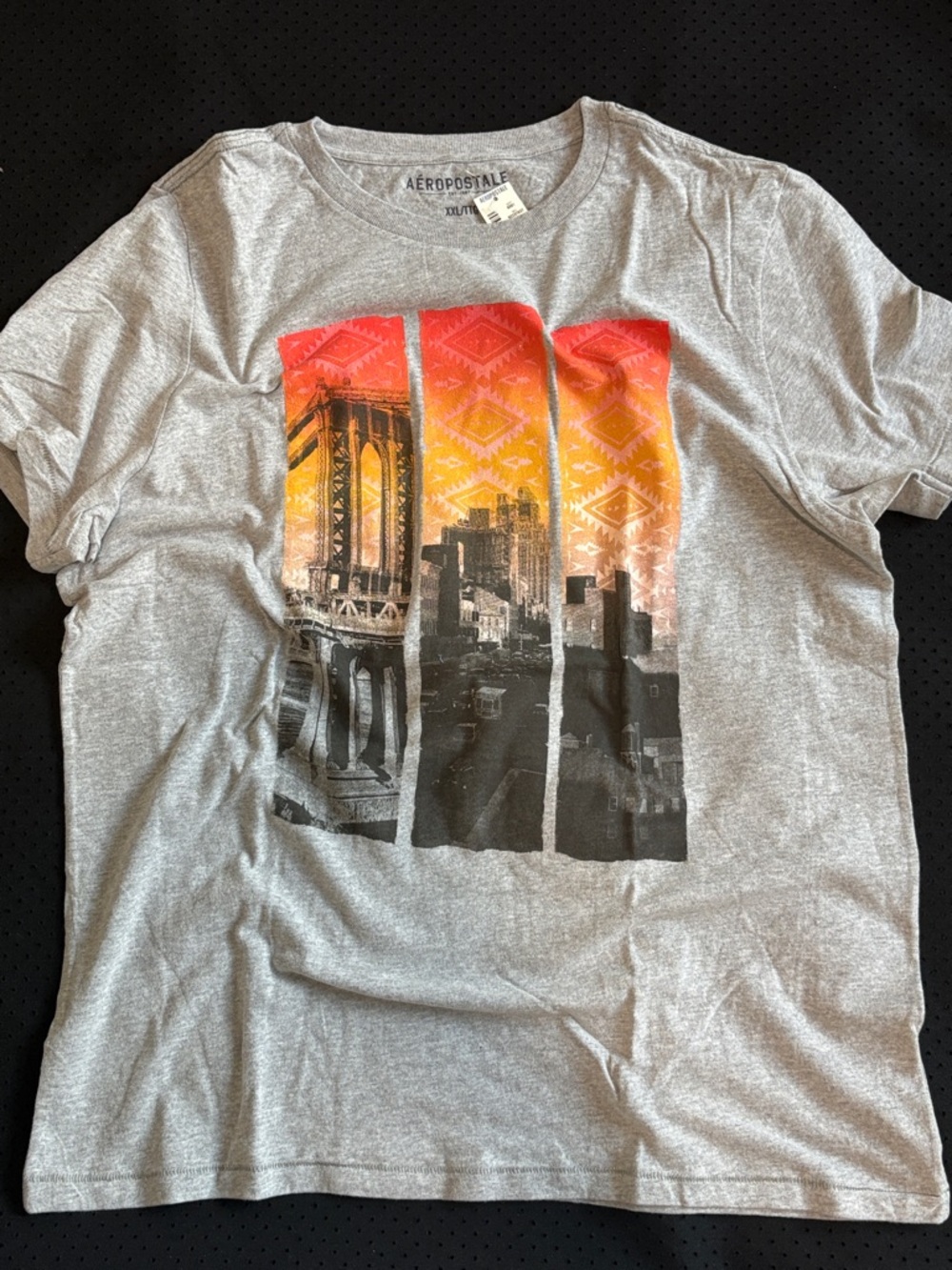 NWT Mens XXL Aeropostale  Men's Light Gray Short-Sleeve TeeSunset City Graphic